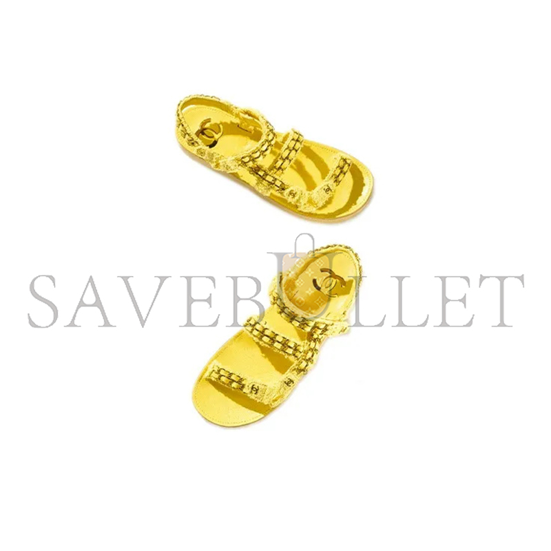 CHANEL SANDALS COTTON TWEED YELLOW G33800 X56550 0N550
